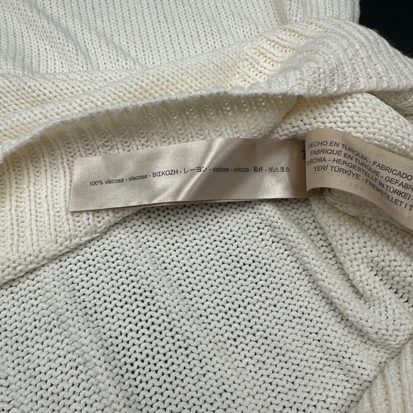 Massimo Dutti Knit Top V Neck Short Sleeve‎ Relaxed Fit Cream Casual - Picture 4 of 7